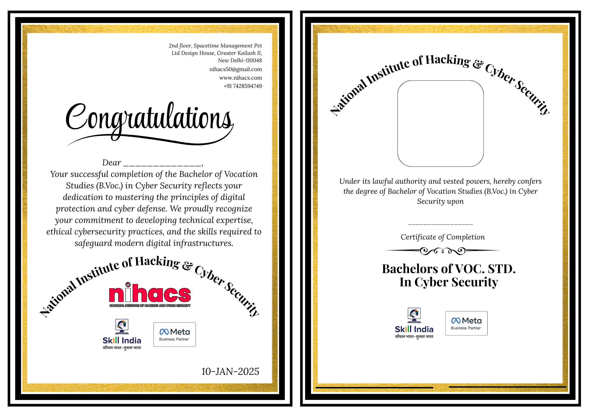 Bachelors of VOC. STD In Cyber Security